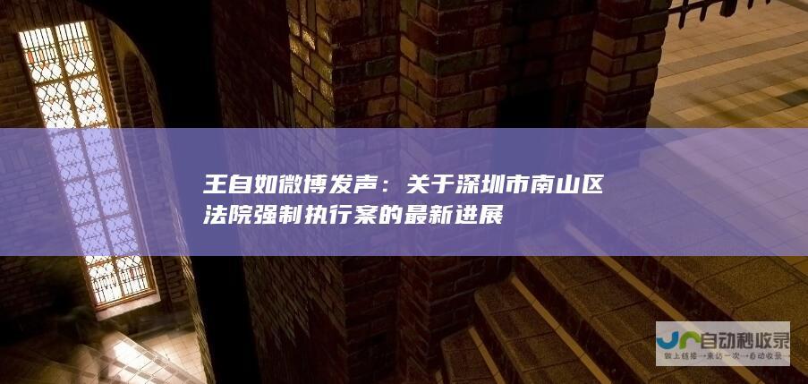 王自如微博发声：关于深圳市南山区法院强制执行案的最新进展